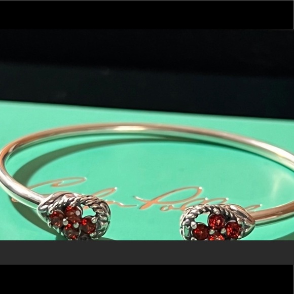 REDUCED PRICE Carolyn Pollack Garnet gemstone sterling silver cuff bracelet. - Picture 2 of 4